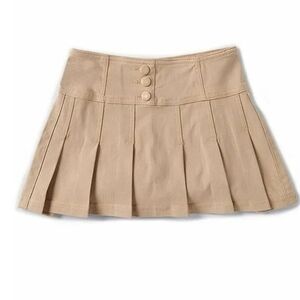 Hippie Girl Pull On Skirt Mid Rise Big Girls' Pleated Mini Skirt, Sz  12 - Khaki